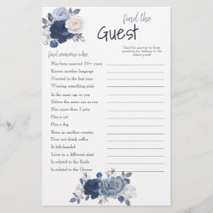 Find the Guest Bridal Game Card Flyer