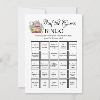 Find the Guest bridal shower bingo Game Card