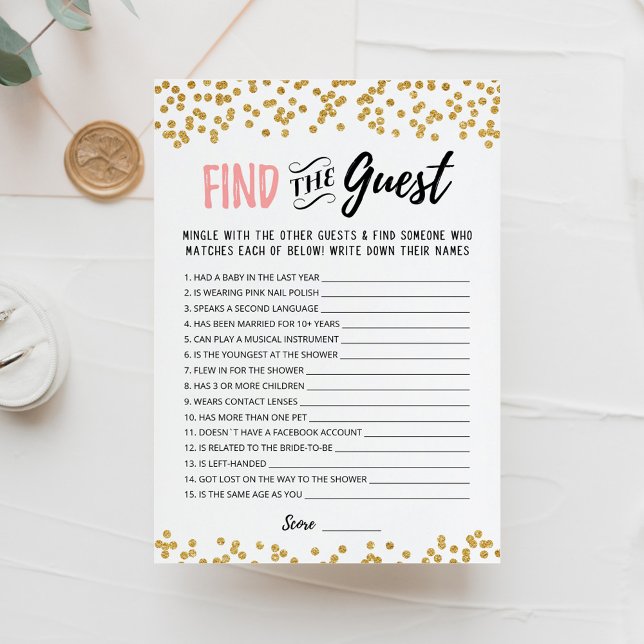 Find the guest Bridal Shower Editable game Card (Creator Uploaded)