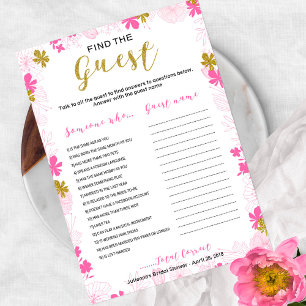 Find the Guest Bridal Shower Floral Game Invitation