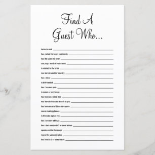 Find The Guest Bridal Shower Game