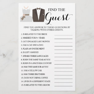 Find the Guest Bridal Shower Game Card