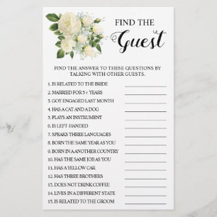 Find the Guest Bridal Shower Game Card
