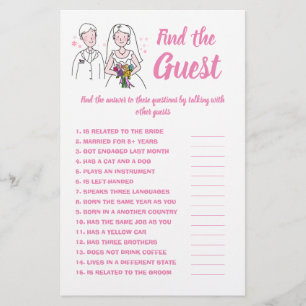 Find the Guest, Bridal Shower Game Card Pink Love