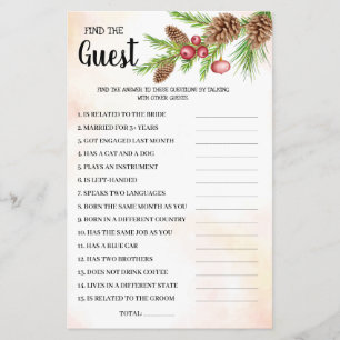 Find the Guest Christmas Bridal Shower Game Card