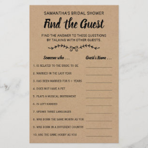 Find the guest english spanish bridal shower game