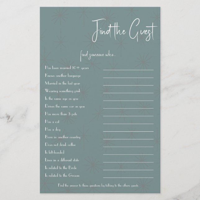 Find the Guest Game Card Flyer (Front)