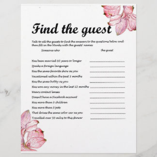FIND THE GUEST GAME CUSTOM LETTERHEAD