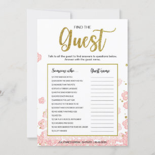 Find the Guest Game Gold and Pink Bridal Shower