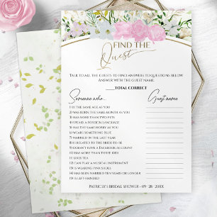Find The Guest Game Wildflower Bridal Shower card