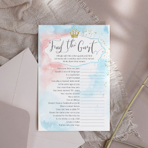 "Find the guest" Gold Pink Blue Gender Reveal Game