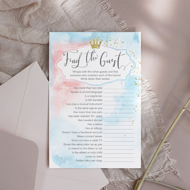 "Find the guest" Gold Pink Blue Gender Reveal Game (Creator Uploaded)