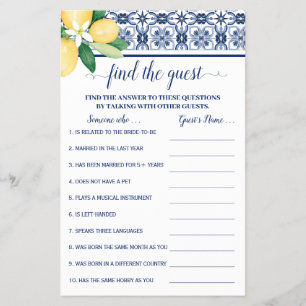 Find the Guest Mediterranean Shower Game Card