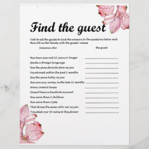 FIND THE GUEST PARTY GAME CUSTOM LETTERHEAD