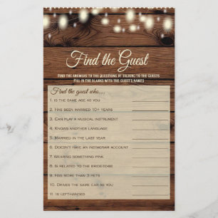 Find the Guest Rustic Country Bridal Shower Game