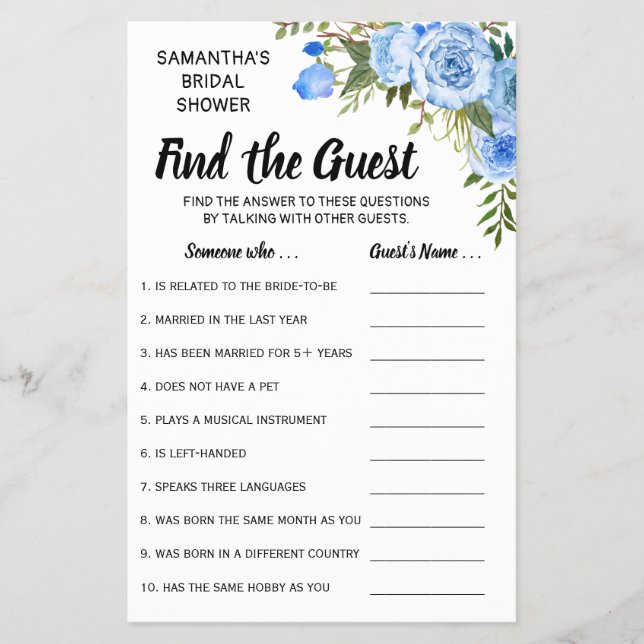 Find the guest shower english spanish game card (Front)