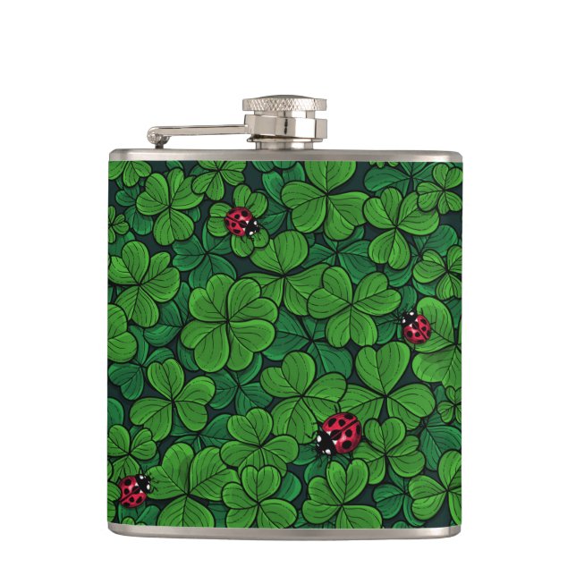 Find the lucky clover hip flask (Front)