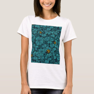 Find the lucky clover in blue and yellow T-Shirt