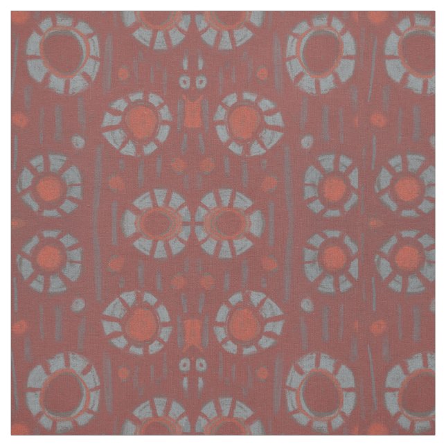 "Find the rabbit" rustic pattern, earth tones Fabric (Swatch)