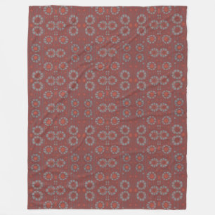 Find the Rabbit, rustic pattern, grey & terracotta Fleece Blanket