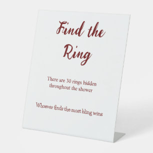 find the ring  wedding bridal shower game pedestal sign