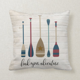 Find Your Adventure Coastal Beach Lake Oars Cushion