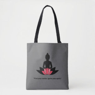 "Find your centre, ignite your spirit." YOGA LOVER Tote Bag