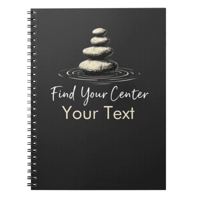 Find Your Centre Minimalist Zen Stones Notebook (Front)