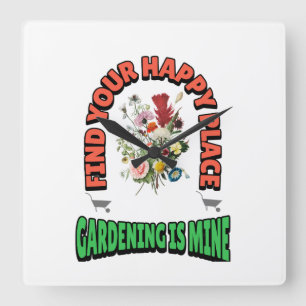 "Find Your Happy Place..." Square Wall Clock