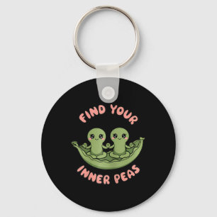 Find Your Inner Peas Kawaii Zen Pods Yoga Design Key Ring