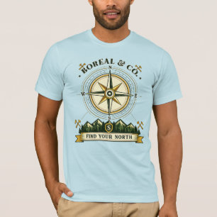 Find Your North Compass Badge BOREAL & CO T-Shirt