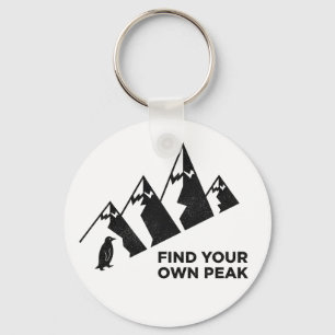 Find Your Own Peak– Inspirational Penguin Design Key Ring