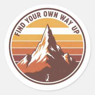 Find Your Own Way UP– Inspirational Penguin Design Classic Round Sticker