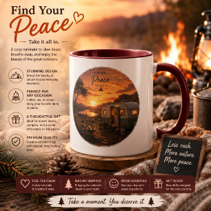 Find Your Peace Rustic Sunset Camper Mug Cosy Na