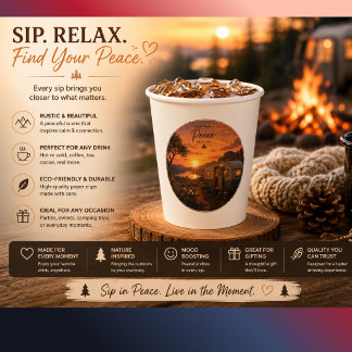 Find Your Peace Rustic Sunset Camper Mug | Cosy Na Paper Cups