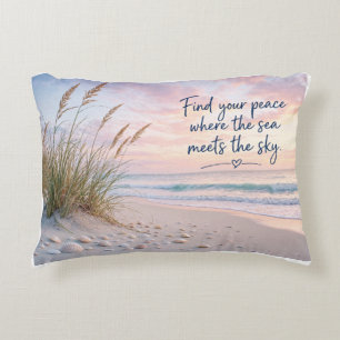 Find Your Peace Where the Sea Meets the Sky Beach Decorative Cushion