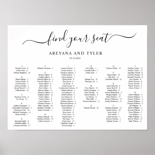 Find Your Seat Board Poster (Front)