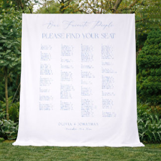 Find Your Seat Fabric Blue Wedding Seating Chart Tapestry
