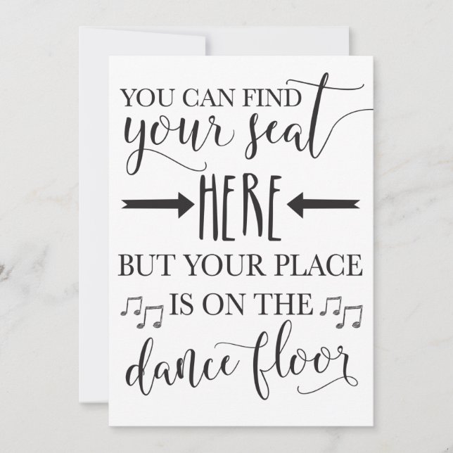 Find Your Seat Here Wedding Poster Sign Card 5x7 (Front)