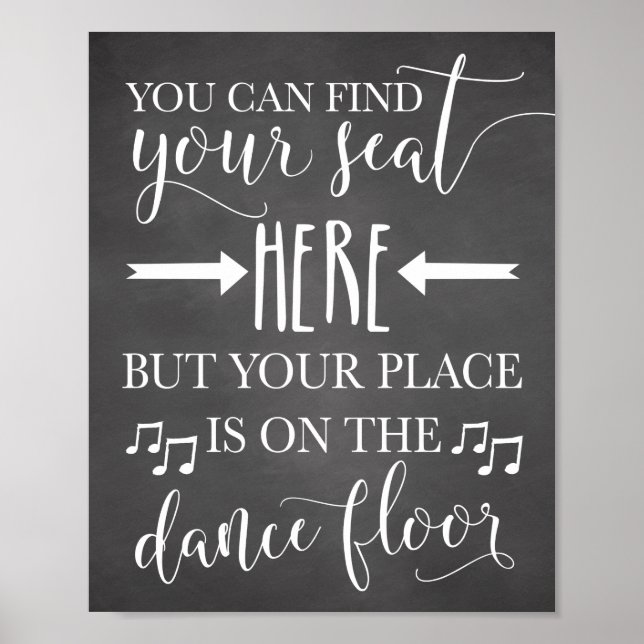 Find Your Seat Here Wedding Poster Sign Card 8x10 (Front)