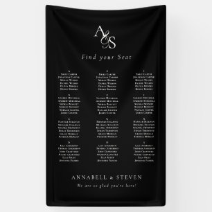 Find Your Seat! Monogram Black White Wedding Banner