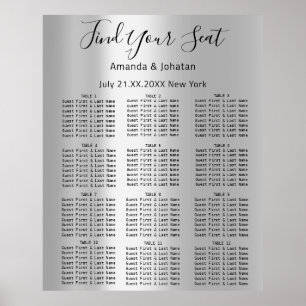Find Your Seat Seat Chart Wedding Bridal Silver 12