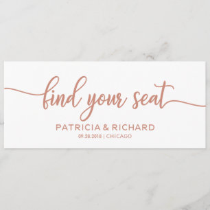 Find your Seat Seating Chart Title Rose Gold Invitation