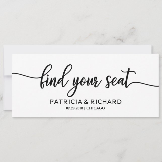Find your Seat Wedding Seating Chart Title Card (Front)