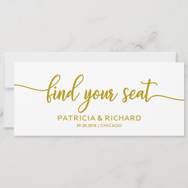 Find your Seat Wedding Seating Chart Title Gold Invitation (Front)