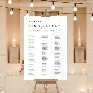 Find Your Seat White Alphabetical Seating Acrylic Sign