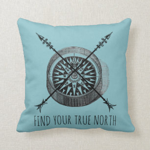 Find Your True North Compass Cushion
