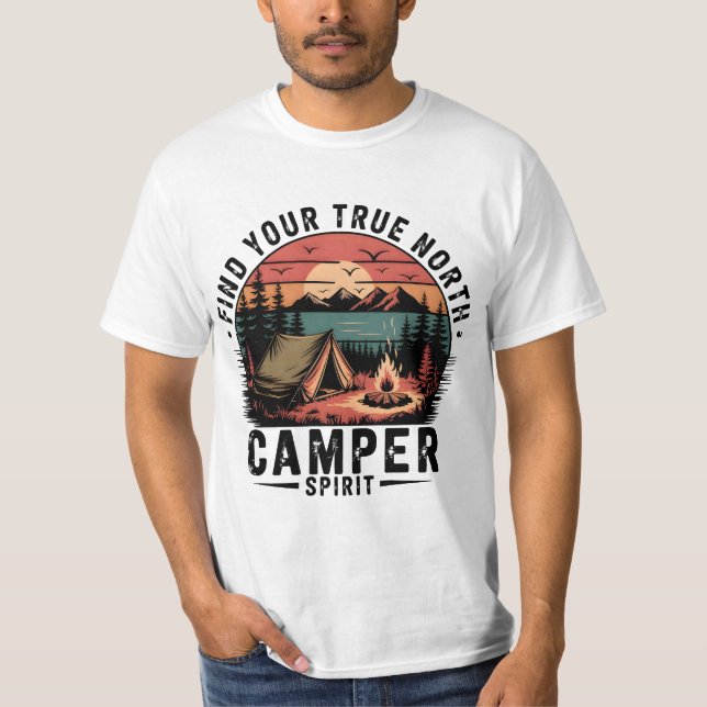 Find Your True North Retro Camper Adventure T-Shirt (Front)