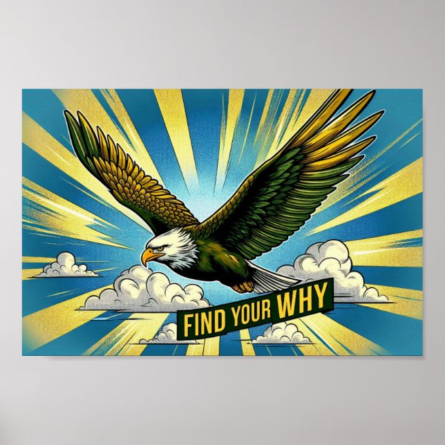 Find Your Why - Motivational Eagle in Flight Poster (Front)