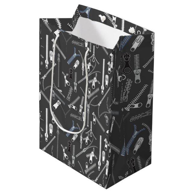 Find your zippers.bx4 Grey BG Medium Gift Bag (Front Angled)